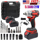 Cordless Electric Impact Wrench Gun 1 2   High Power Driver With Li-ion Battery
