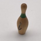 Vintage Maple Wood Bowling Ball Pin Button 1-1 4  Tall Green Stripe Hardwood