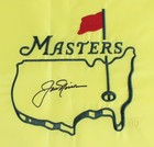 Jack Nicklaus Authentic Signed Undated Yellow Masters Pin Flag Bas Loa