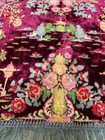Antique Velvet Table Runner Italian Floral Design Fringe Trim 1940s  e