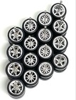 10 Sets Random All Chrome Mix 11mm Real Rider Wheels W  Rubber Tire Set For 1 64