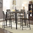 5 Pieces Counter Height Dining Set 38  Square Wood Top Table 4 Chairs Metal Legs