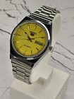 Vintage Automatic Seiko Refurbished Yellow Dial Day   Date Men s Wrist Watch Ss