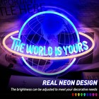 The World Is Yours Neon Sign Blue Earth Planet Orbiting For Wall Decoration