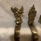 Lot Of 4 Vintage Solid Brass Christmas Stocking Hangers Mantle