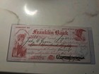     sling s     Rare 1875 Franklin Bank Check Multiple Beautiful Vignette Art      