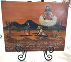 Vintage Mexican Religious Retablo  Hand Painted On Tin  Event Date 1956