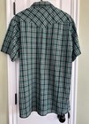 Wrangler Western Shirt Men s Xl Green Plaid Short Sleeve Snap Button Cotton