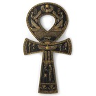 16 Inch Egyptian Ankh Resin Wall Sculpture Plaque Black Gold
