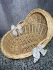 Wicker Moses Basket Baby Bassinet Carry Basket W  Handles Hooded Beige