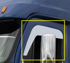 Freightliner Cascadia Angled 6  Chop Top Window Trim Stainless Steel Pair Set