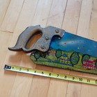 Painted Vintage Hand Saw Village Scene Large Over 2 Feet Long