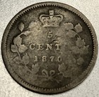 1870 Canada 5 Cents Silver Queen Victoria  925 World Silver Coin Km  2 St910