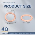 40pcs M12 Flat Copper Washers 12x16x1 5mm Copper Flat Sealing Ring Washers