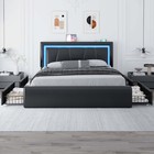 Queen full Bed Frame With  Upholstered Led Headboard   4 Storage Drawer  Charging