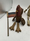 Vtg Primitive Carved Wood Folk Cow Deco Rooster Rustic Pig Pull Toy Wheels More