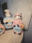 Vgte Country Cow Ceramic Canister Set Flour Sugar Coffee Farmhouse Kitchen Rare