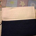Zip-around Makeup Bag Case  Beige Exterior With Navy Lining  Zippered