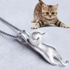 Sterling Silver Love Cute Cat Kitty Pendant Necklace 18  Chain Women Gift Usa