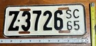 1965 South Carolina Motorcycle License Plate Tag Black White  z 3726 Rare