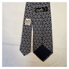 Vintage 90 s Herm  s Men s Navy White Geometric Pattern Necktie Tie