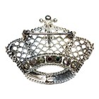 Vtg Jf 14kge  Brooch Pin Crown With Multicolor Rhinestones Victorian Style