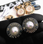 Set Of 15 Chanel Button 22 Mm 0 87 Inch Faux Pearls Cc Logo Metal Vintage