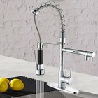 Chrome Kitchen Sink Faucet Single Hole Single Handle Mixer Tap Pull Down Sprayer
