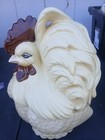 Vintage 13  Atlantic Mold Ceramic Rooster Chicken Cookie Jar Farmhouse Off white