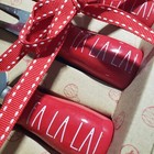 Rae Dunn By Magenta Christmas Cheese Knife Set Fa La La Red  New 4 Piece