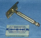Vintage Gillette3 pc Gold Ball End Tech De Safety Razor Ndc   Smith Blades 