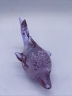Hand Blown Art Glass Pink purple Dichroic Speckled Dolphin Polished Bottom