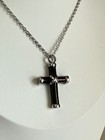 Black   Silver Cross Urn Necklace