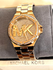 Michael Kors  Mk7229 Lennox Pave Quartz Crystal Gold Dial Ladies Watch Bnwt  295