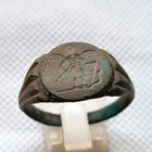 Authentic Ancient Roman Bronze Intaglio Ring   Cupid   Engraved 2 Nd Century Ad