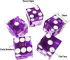 Casino Craps Dice Set - Including 19mm Purple Precision Serialized Casino Dice S