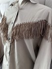 Vintage Western Collection Fringe Shirt Womens Beige  80s Xl Made In Usa