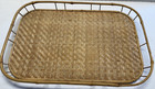 Set Of 8 Vintage Bamboo   Wicker    Rattan Serving Trays  mcm