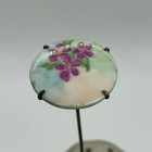 Vintage Hand-painted Porcelain Hat Pin Victorian Style Floral Antique Millinery
