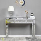 Mirrored Accent Console Table W  Crushed Diamonds 3-drawers Vanity Table Dresser