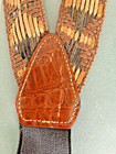 Vintage Suspenders Braided Woven Brown Leather Braces Adjustable Button 1 5  W