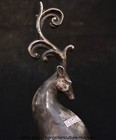 17 2  Old Chinese Silver Copper Carved Dynasty Animal Deer Statue Sculpture