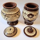 Two Red Ware 1950-60 s Minnesota  Usa Red Wing Pottery Co  Lidded Urns   Vase