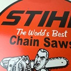 Vintage Stihl Chainsaw Sign - Porcelain Metal Store Display Advertising Gas Sign
