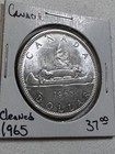 1965 Canada 1 Dollar Large Silver Coin Voyageur Cleaned