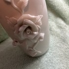 2 Vtg White Ceramic Porcelain 3d Applied Rose Vases All Solid White 6  Wedding