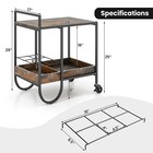 Industrial Bar Cart Rolling Buffet Serving Cart W  Removable Wine Rack Kitchen