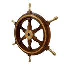 Wooden Ship Wheel With Brass Handle Pirate Rustic Captain Wall Home D  cor Stylis