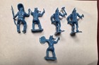 Lot Of 5 Vintage Toy Native American Indian Warriors Figures Blue  Plastic 2 25 