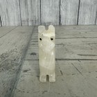 White Alabaster Onyx Stone Terrier Dog Sculpture Vintage Figurine Hand Carved
